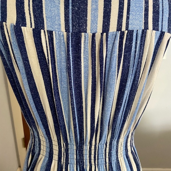 Ronni Nicole Maxi Dress Sleeveless Stretchy Blue and Cream Striped Size Medium - Picture 4 of 10